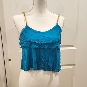 Turquoise small Charlotte Russe top with chains